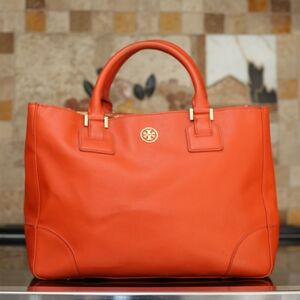 Tory Burch Orange Leather Tote Bag